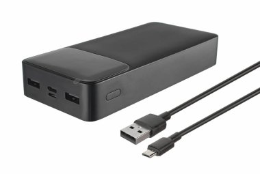 Tablet telefon için harici pil, beyaz arkaplanda telefon aksesuarı