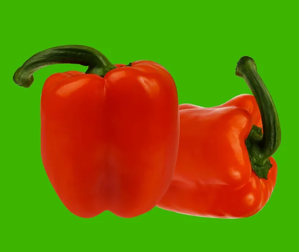 Sweet Pepper Red Green Background Isolation — Zdjęcie stockowe