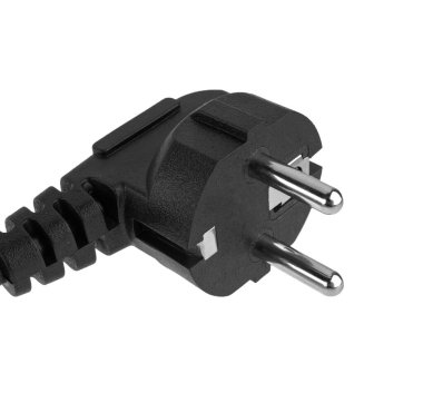 220 volt elektrik prizi, beyaz arka planda yakın plan.