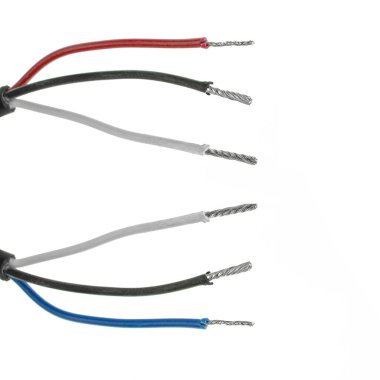 electric wire in isolation, wires in different colors on a white background