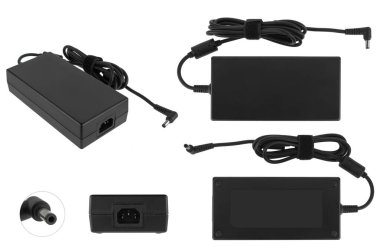 Dizüstü bilgisayar güç adaptörü, dizüstü bilgisayar aksesuarı, beyaz arkaplanda