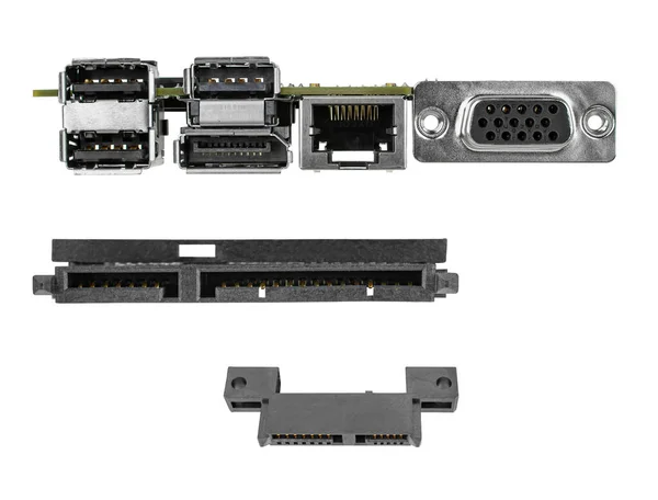 Connectors Sockets Motherboards White Background — Fotografia de Stock