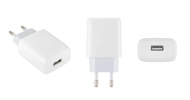 power adapter for phone tablet, phone accessory, on white background in and