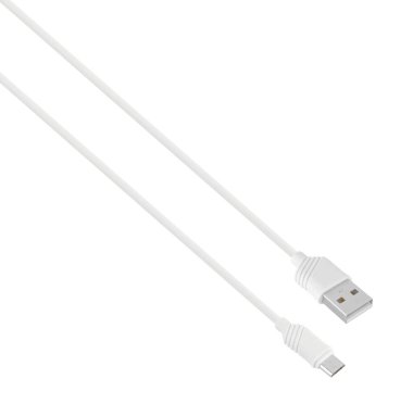 cable with USB and micro-USB connector, on white background