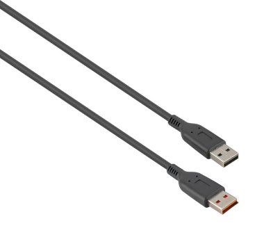cable with USB connector, black, on white background