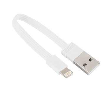 cable with USB connector, Lightning, on white background
