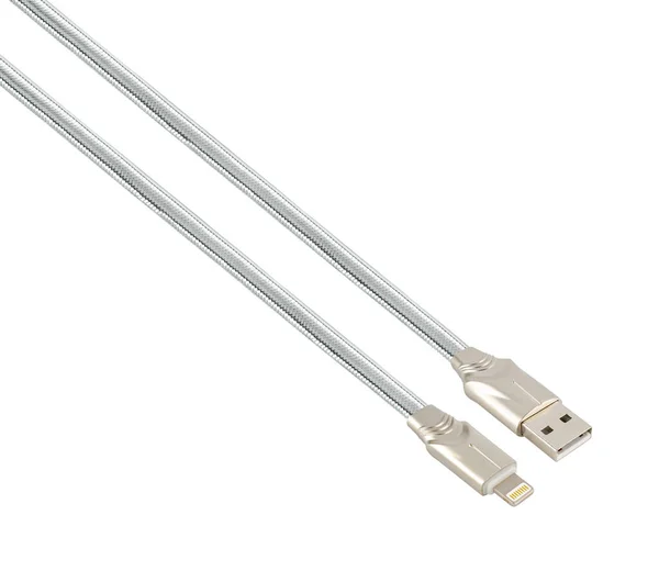Cable Usb Connector Lightning White Background — Fotografia de Stock
