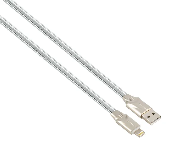 Cable Usb Connector Lightning White Background — 图库照片