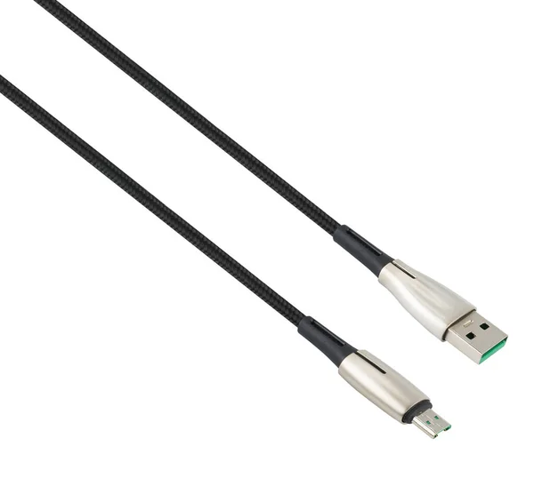 Καλώδιο Υποδοχή Usb Και Micro Usb Απομονωμένο Λευκό Φόντο — Φωτογραφία Αρχείου