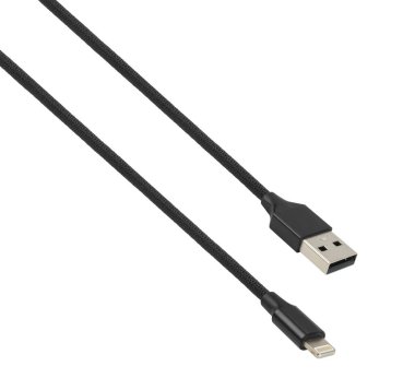 cable with USB and Lightning connector, isolated on white background