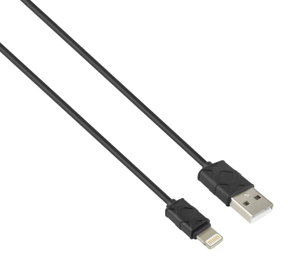 Καλώδιο Υποδοχή Usb Και Lightning Απομονωμένο Λευκό Φόντο — Φωτογραφία Αρχείου