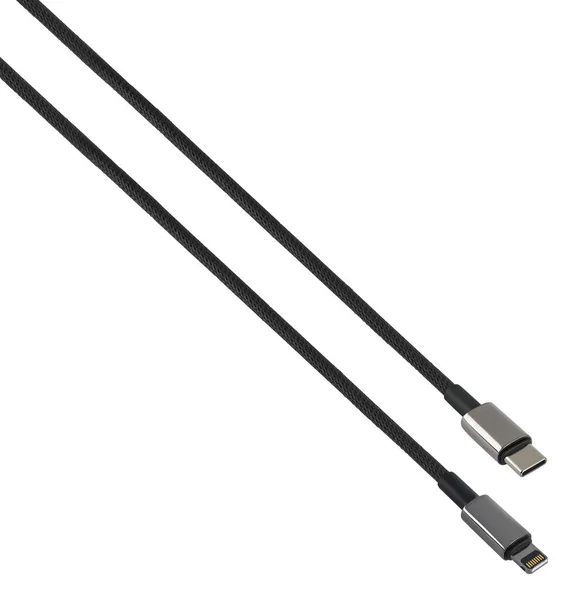 Cable Usb Lightning Connector Isolated White Background — 스톡 사진