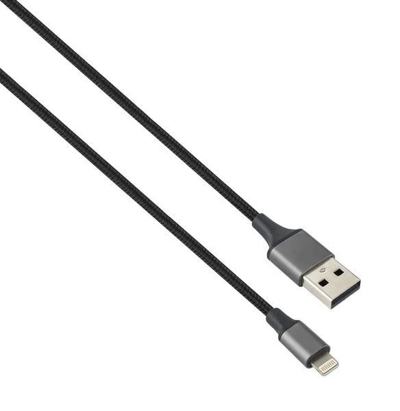 Καλώδιο Υποδοχή Usb Και Lightning Απομονωμένο Λευκό Φόντο — Φωτογραφία Αρχείου