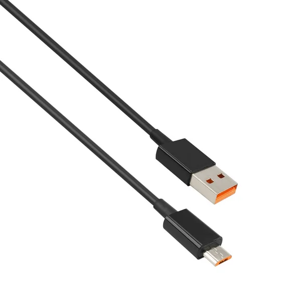 Καλώδιο Υποδοχή Usb Και Micro Usb Απομονωμένο Λευκό Φόντο — Φωτογραφία Αρχείου