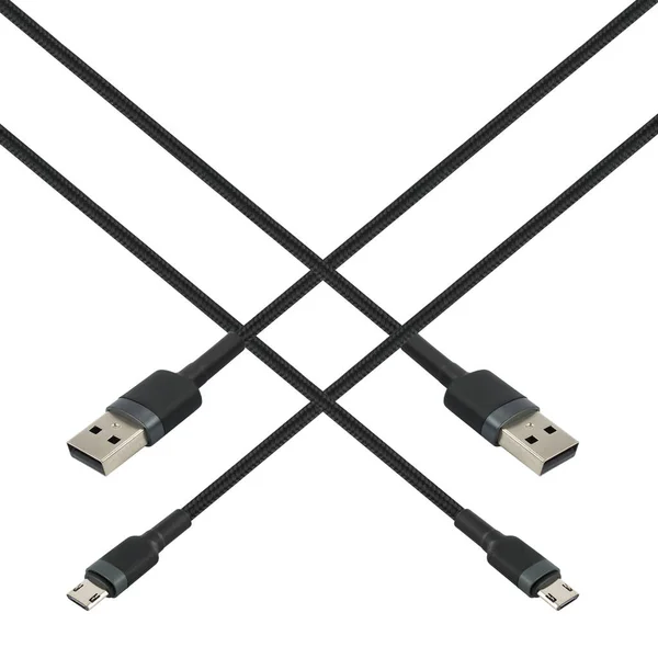 Cable Usb Micro Usb Connector White Background — Fotografia de Stock