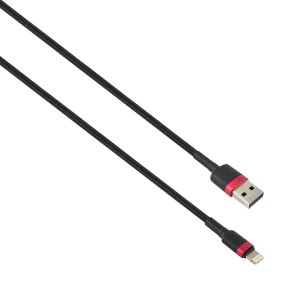 Cable Usb Lightning Connector White Background — Zdjęcie stockowe