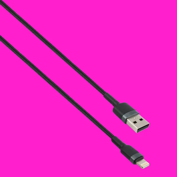 Cable Usb Connector Lightning Red Background — Foto Stock