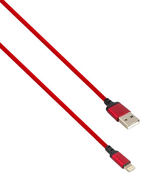Cable Usb Lightning Connector Isolated White Background — Stockfoto