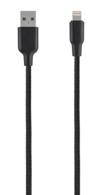 cable with USB and Lightning connector, isolated on white background