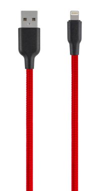 cable with USB and Lightning connector, isolated on white background