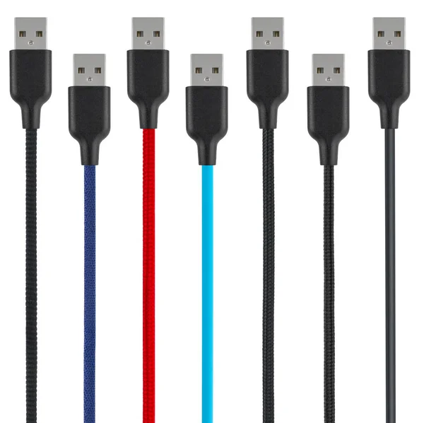 Kabel Met Usb Connector Geïsoleerd Witte Achtergrond — Stockfoto