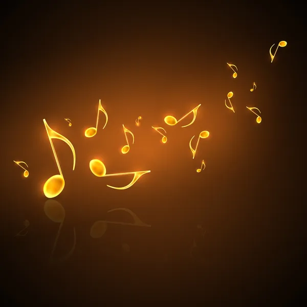 音楽的な背景を流れる黄金のノート — ストックベクタ