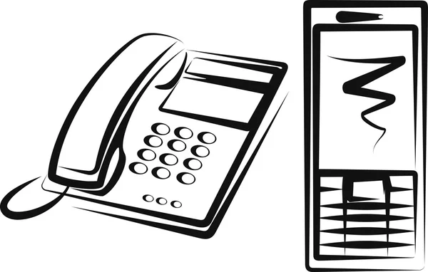 Ilustración con diferentes tipos de equipos telefónicos — Vector de stock