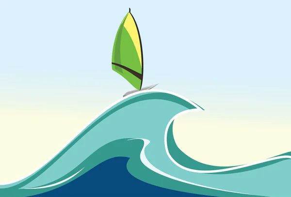 Vektorové ilustrace moře windsurfingu — Stockový vektor
