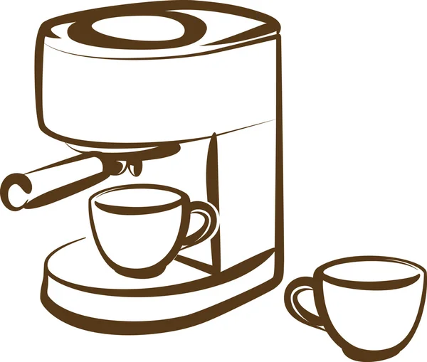 Illustration med en kaffemaskin — Stock vektor
