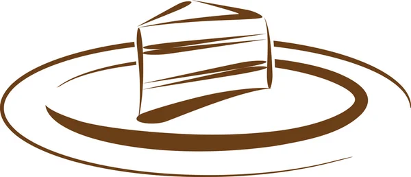 Skizze von Kuchen und Teller — Stockvektor