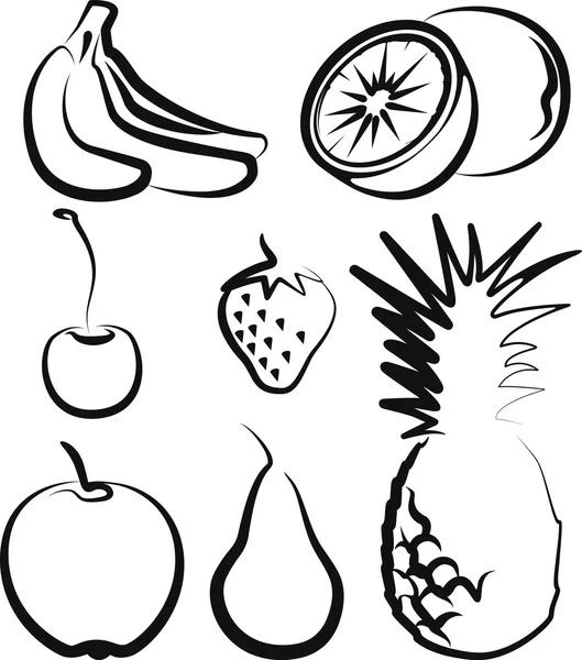 Ilustrace s řadou ovoce — Stockový vektor