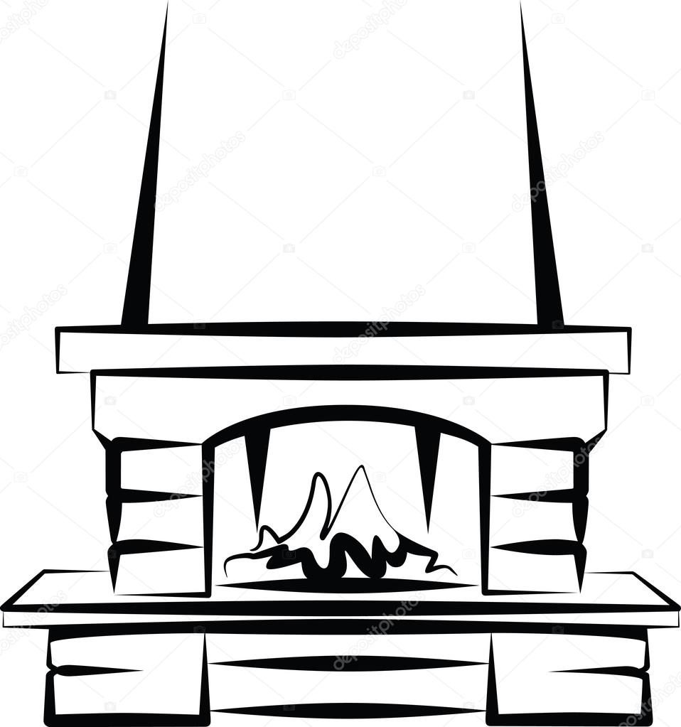 Simple illustration of a fireplace