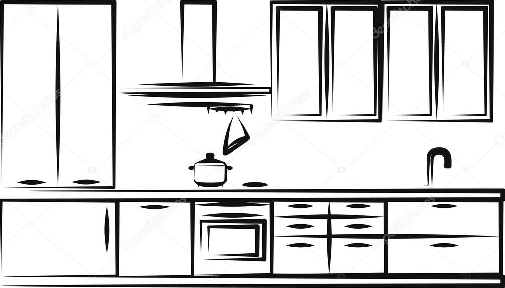 Simple illustration of kitchen furniture