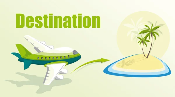 Illustration mit Flugzeug und Insel. — Stockfoto