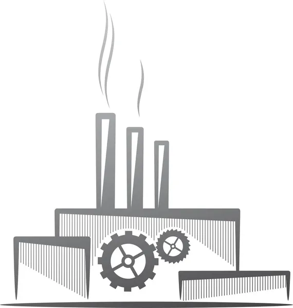 Ilustración simbólica con una fábrica. Concepto industrial — Foto de Stock