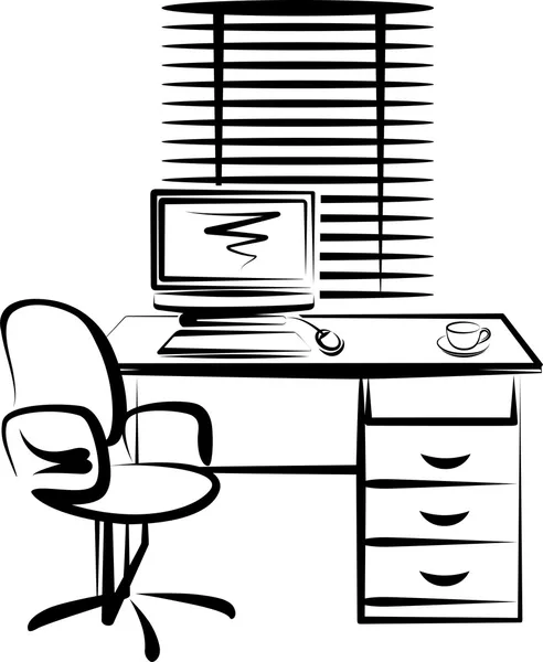 Ilustración con lugar de trabajo de oficina — Foto de Stock