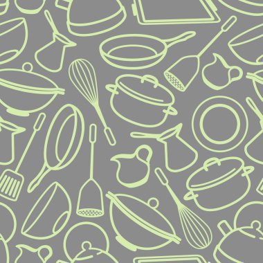 Seamless background with kitchen utensil clipart