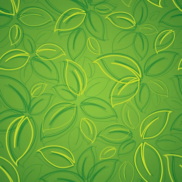 Nahtloser Hintergrund mit grünen Blättern — Stockvektor