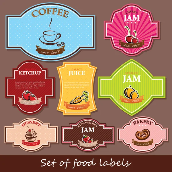 Conjunto de etiquetas de alimentos — Vector de stock