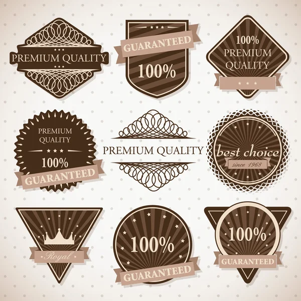 Conjunto de qualidade premium, melhor escolha e rótulos garantidos — Vetor de Stock