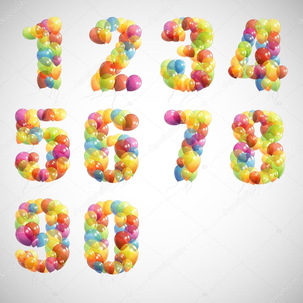 Vector set with colorful numbers