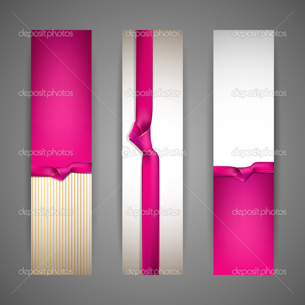 Set of banners with pink ribbons