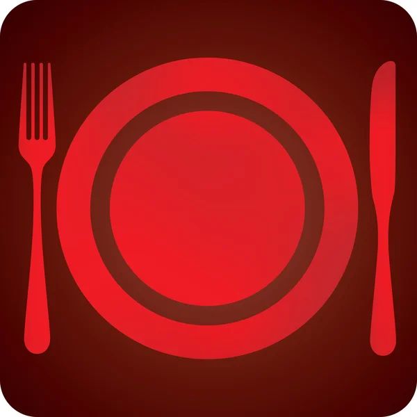 Assiette, fourchette et couteau . — Image vectorielle