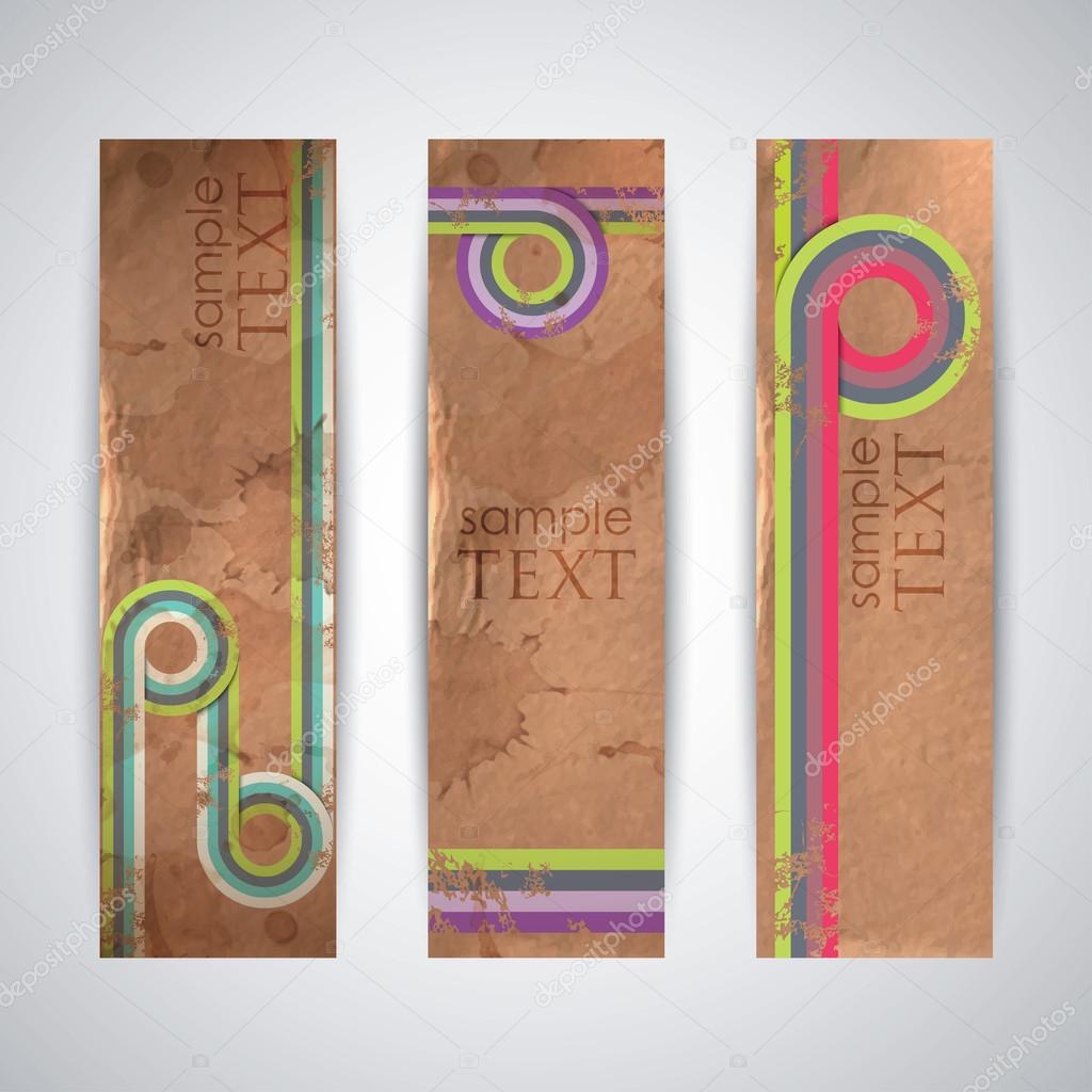 Grunge retro banners with colorful ribbons