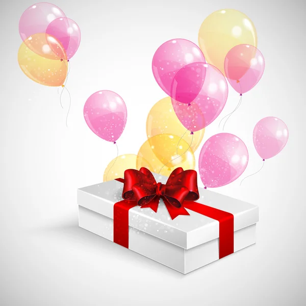 Boîte cadeau avec arc rouge — Image vectorielle