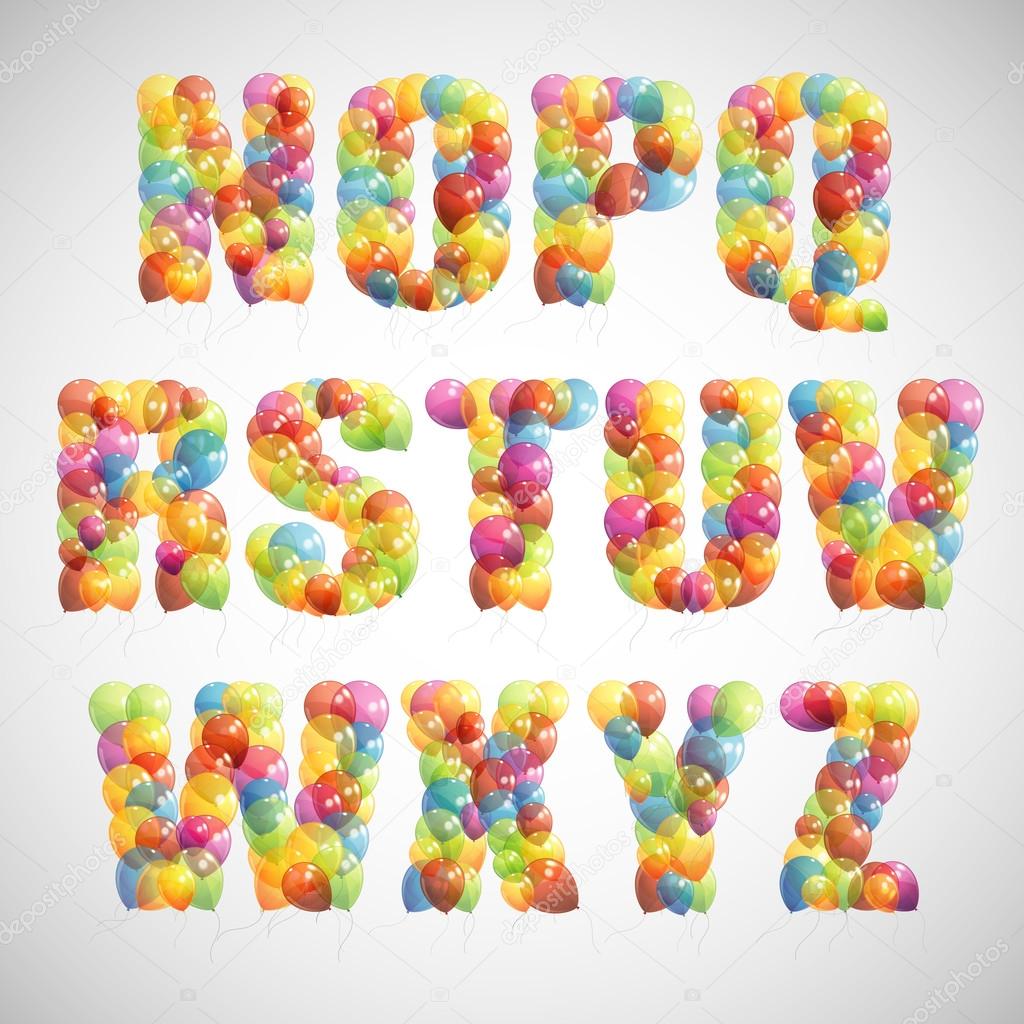 Multicolored balloon alphabet