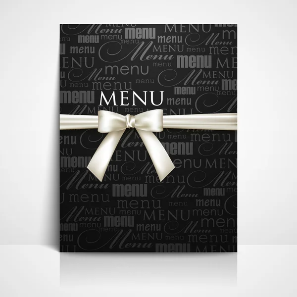 用白色弓和丝带的餐厅，菜单设计 — 图库矢量图片