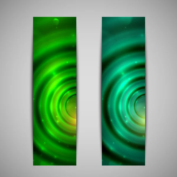 Set of abstract green glowing banners — Stock Vector