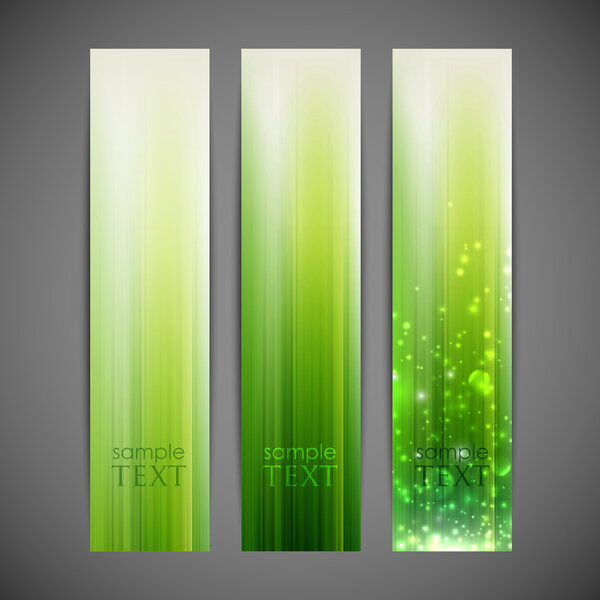 Набор зеленых полосатых баннеров
