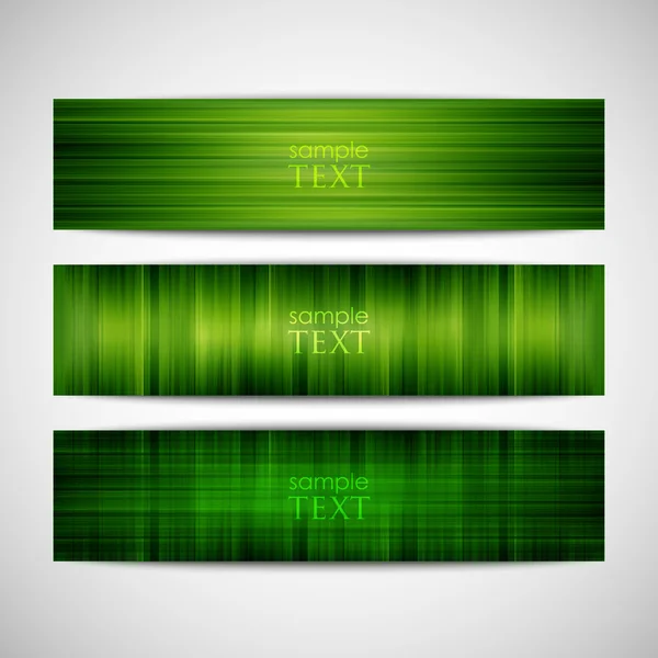 Set of green striped banners — Stock Vector